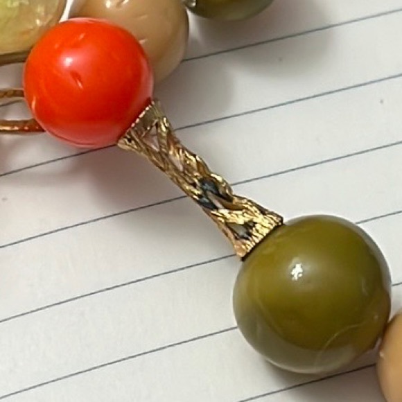 Vintage Double Strand Autumn Colors and Gold Accent Bead Necklace - Picture 16 of 16